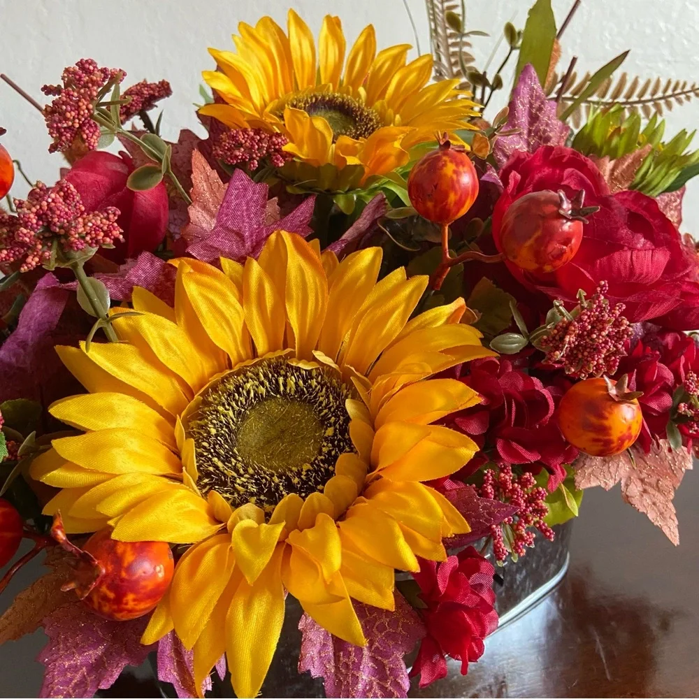 Faux Floral Bouquet with Sunflowers/Peonies